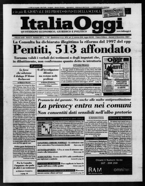 Italia oggi : quotidiano di economia finanza e politica